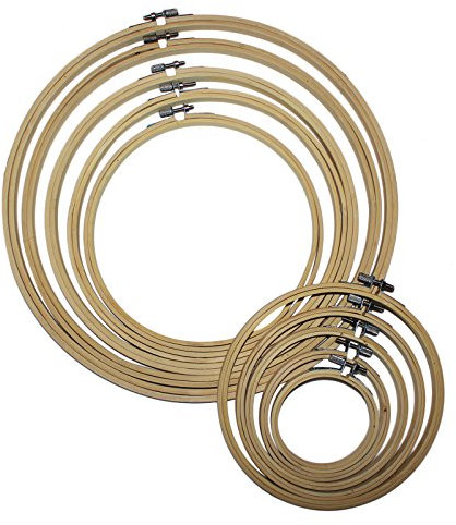 Curtzy Stickrahmen Nähen Sticken Set (10Pcs) - Sortiertes Set aus Holzrahmen für Kreuzstich - DIY Stickrahmen Set - Kreuz Stitch Hoop Ring Hält Stoff und Material im Innenring für Musterarbeit