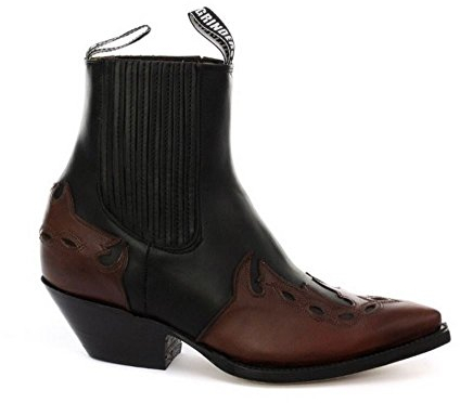 Stivali Bassi Texani a Punta da Uomo in Vera Pelle Casual Cowboy Arizona Marrone 5UK, 39EU