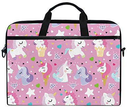JSTEL Unicorn Pony Ice Laptop Shoulder Messenger Bag Case Sleeve for 14 inch to 15.6 inch with adjustable Notebook Shoulder Strap