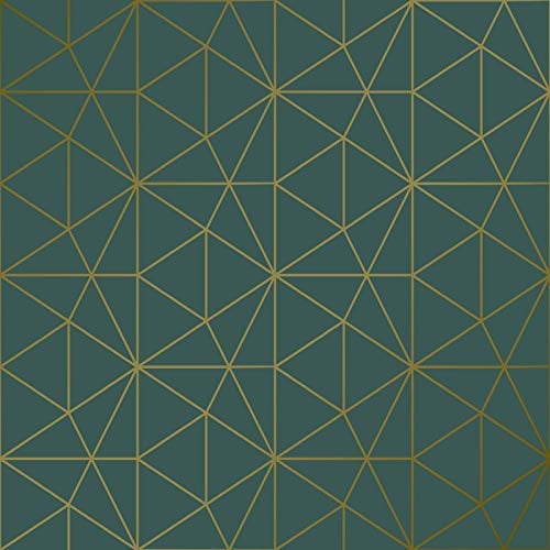 Metro Prisma geometrische Dreieck Hintergrund - Smaragd Grün und Gold - Welt der Tapete WOW037