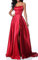 Lecureler Long Satin Spaghetti Strap Prom Dress Red Size 6