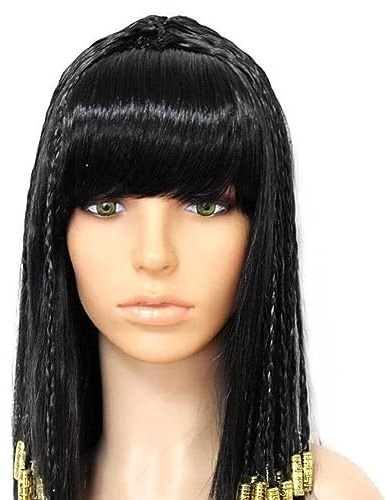 Ägyptische Perücke Für Damen, Kleopatra-perücke, Kostümzubehör, Damen-königin des Nils, Schwarze Perücke, Altes Ägypten-Haar, Halloween-Party-Haar
