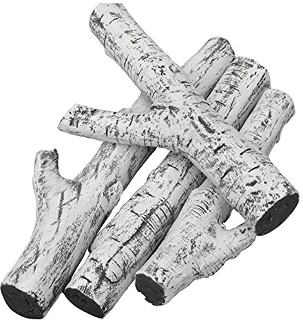 Stanbroil 4 Piece Set of Ceramic White Birch Wood Gas Log for All Types of Ventless, Gel, Ethanol, Electric,Gas Inserts, Propane, Indoor or Outdoor Fireplaces & Fire Pits