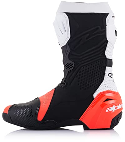 Alpinestars - Stivali moto Supertech R Vented Black Red Fluo White Gray - 43