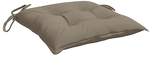 vidaXL Stuhlkissen 4 STK., Sitzkissen mit Bändern, Sitzauflage Outdoor Indoor, Stuhlauflagen Kissen für Gartenstuhl, Taupe 40x40cm Oxford-Gewebe