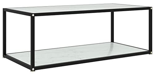 vidaXL Table Basse Table d'Appoint Table de Canapé Meuble de Salon Salle de Séjour Maison Intérieur Blanc 100x50x35 cm Verre Trempé