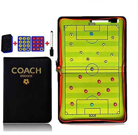 MKNZOME Tragbar Magnet Fußball Taktikboards, Professional Fußball Coach-Board Taktikmappe Coach-Mappe mit Trainingszubehör, Schiedsrichterausrüstung Taktikmappe für Taktikschulung Spielanpassungen#2