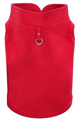 Hundepullover für Kleine Hunde, Herbst und Winter Fleece Pullover Weste Haustier Hundekleidung Haustiermantel Weiche Warme Pullover Weste für Welpen, Einfarbig (Red, S)