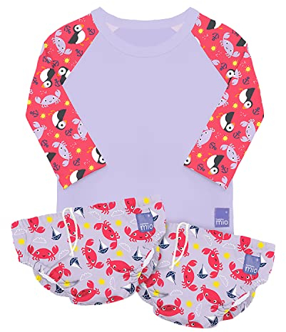 Bambino Mio, Maillot de bain, 2 couches et 1 t-shirt anti-uv bébé, protection solaire UPF40+, pour bébés et tout-petits, mignon 2, m (6-12 mois)