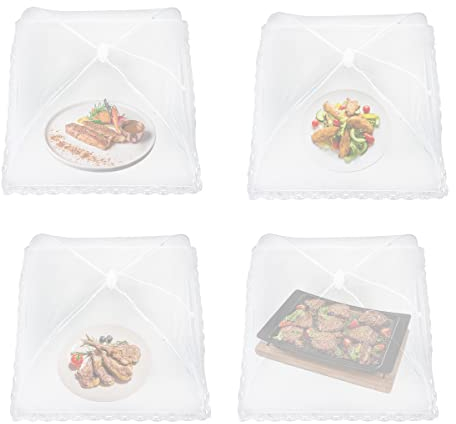 XiXiRan Fliegenabdeckung Essen, 4-Set Abdeckhaube für Essen, Fliegenhaube Faltbar, Fliegenschutz Obst, Lebensmittel Abdeckung Zelt, Fliegenschirm Lebensmittel Abdeckung, Obsthaube Fruchtfliegen