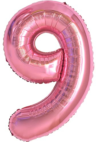 Geburtstag zahlen luftballon 9 jahre | Folienballon 9 XXL Rosa-Riesen Folienballon in 40 - 101cm Geburtstagsdeko - Ballon Zahl Deko zum Geburtstag - fliegt mit Helium