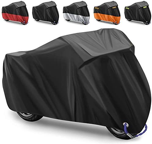 Funda Impermeable para Moto 210D Tela Oxford - Cubierta Protectora al Aire Libre Contra Lluvia y Sol - 245X105X125cm (Negro)