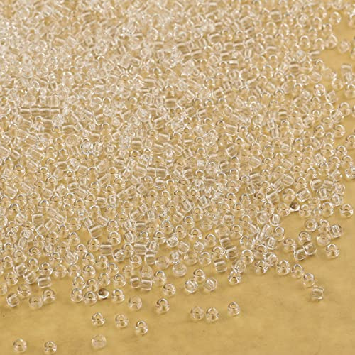 Bala&Fillic Transparent Color 3mm Seed Beads About 3600pcs/100Grams in Bag, 8/0 Glass Craft Beads for Making Bracelet Necklace Earring(Transparent)