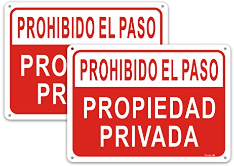 2 piezas Señal Prohibido el paso de propiedad privada,Señal de prohibición Señal de disuasión Cartel de metal de aluminio 25x18 cm