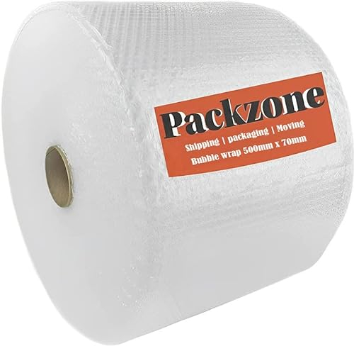 PackZone Bubble Wrap Roll 500mm X 70m Premium Quality Large Polythene Wrap for Moving House, Packing Boxes, Shipping & Storage, Heavy-Duty Eco Bubble roll for Office and Industrial Use