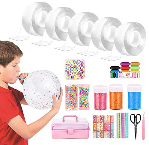 Nano Tape Seifenblasen Bausatz Nano Bubble Tape Spielzeug Set Doppelseitige Super elastische Blase Magische Luftballon-Seifenblasen Bastelset Zappelspielzeug Für Mädchen Jungen Kinder Erwachs