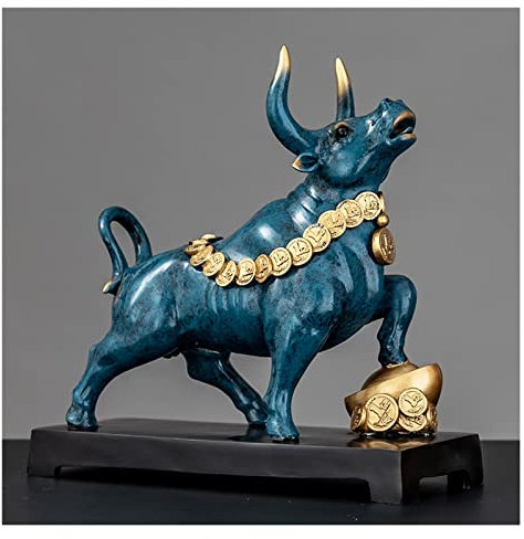 Courageous Cow Statue Wine Bottle Holder, Light Luxury Tabletop Decor Ornament, Resin Single Wine Bottle Stand Decorative (B)