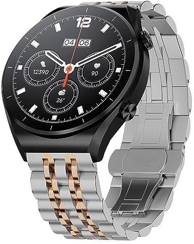 Hiseus Cinturino Compatibile con Xiaomi Watch S1 / S1 Active / S1 PRO, Metallo Acciai Inossidabili Sostituzione Cinturini Orologio per Mi Watch Sport/Mi Watch Color Cinturino (Argento/Oro Rosa)