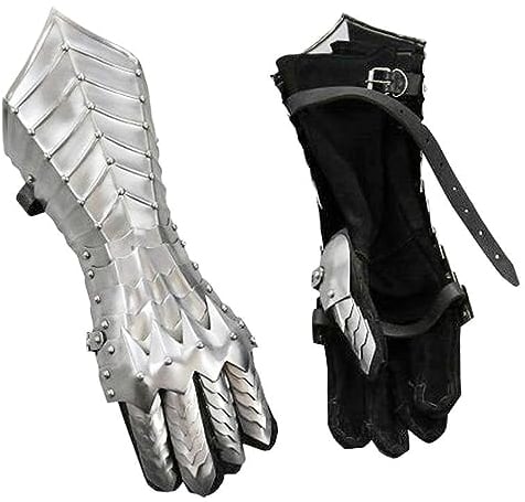 Mittelalterliche Rüstung Stulpen Historische Nazgul Arm Handschuhe Ritter Larp Krieger Gauntlet Italienische Kreuzritter Arm Handschuhe Rollenspiel Kostüm, silber, One size