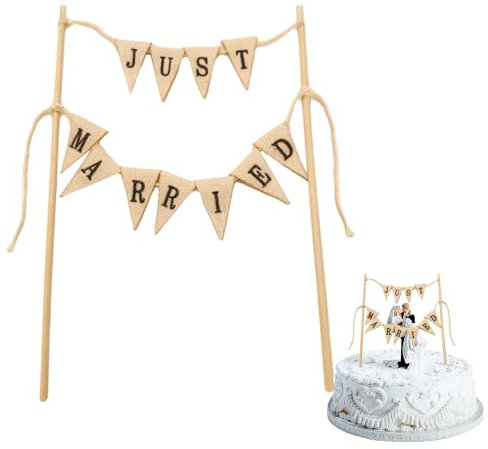 Just Married Cake Topper Hochzeit - Personalisierte Torten Deko Hochzeitstorte Topper Kuchen Deko - Tortendeko Hochzeit