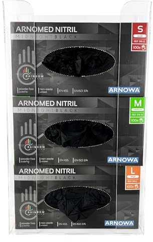 ARNOMED Support gant pour gants jetables, 1 support de gants jetables pour 3 boîtes, support mural pour gants jetables, distributeur de gants transparent en acrylique en 24,6x8,1x41 cm