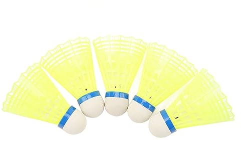 VGEBY 5 Stück Nachtleuchtende Badminton-Federbälle, Leuchtende Nacht 30 MAh LED-Sport-Federball für Sportliche Aktivitäten