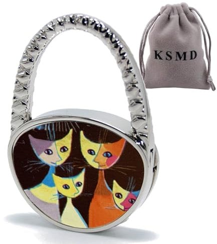 KSMD Animal Design Purse Hooks for Table and Bars,Portable Purse Hanger Organizers Hooks Handbag Holder Pocketbook Holder Bag Storage for Desk Bag Hook,Foldable Folding Table Hook Hanger (Cat Family)