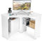CASART Corner Computer Desk, Wooden Writing Desk with Storage Shelves & Cable Holes, Space-saving Home Office Computer Workstation for Small Space in Bedroom Study Living Room (White)