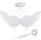 60CM Ailes d'ange Blanc, Kikuo Ailes et Auréole d'ange avec Serre Tete Ange, Déguisement Ange Blanc, Ange Costume d'ailes pour Halloween Carnaval Mascarade Cosplay