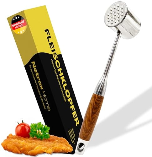 Netrox - Batticarne in Acciaio Inossidabile - Martello per Carne Professionale con Doppia Faccia - Utensile da Cucina Ergonomico e Resistente - Ideale per Bistecche, Cotolette e Pollo