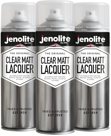 JENOLITE Spray de Laca Transparente | MATE | 3x500ml | Acabado Claro | Barniz Transparente | Protege la superficie y la pintura de la corrosión y el daño UV | Sellador que no amarillea