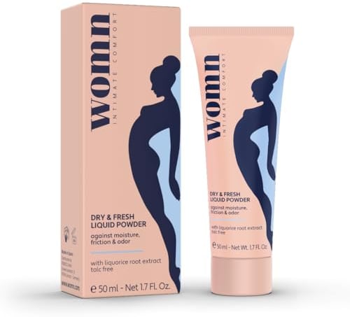womn Intimate Comfort DRY & FRESH LIQUID POWDER - Poudre corporelle liquide sans talc contre l'humidité, les frottements et les odeurs, 50 ml