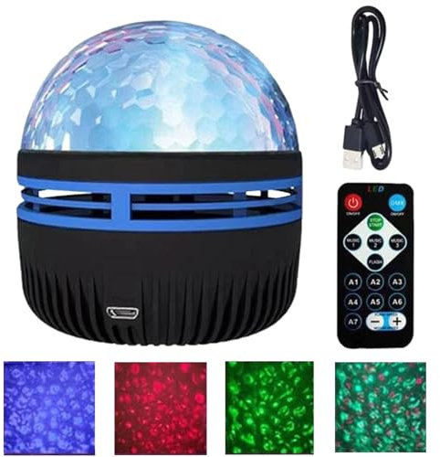 Meindin 2-in-1 Nordlicht- und Wellen-Projektor, Nordlichter-Lampe, Bunte Änderungen, LED-Projektor, Nachtlicht mit Fernbedienung, wiederaufladbares LED-Atmosphärenlicht für Schlafzimmer