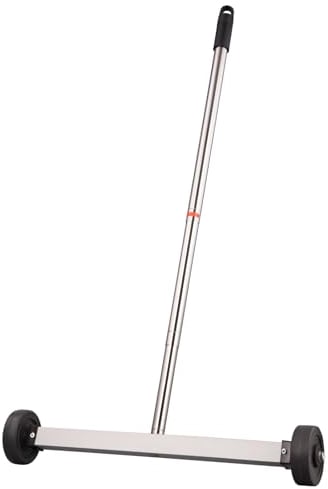 Toolwiz Scopa magnetica per impieghi gravosi 17/43,2 cm - Attrezzi per coperture - Magnete da 8,8 libbre/4 kg con supporto telescopico e ruote per raccogliere i chiodi - Scopa magnetica