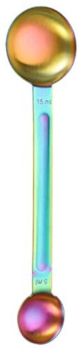 1/3 Stainless Steel Measuring Spoon with Double Head 15ml/5ml - Metal Sided Long Handles Measuring Scoop for Dry or Liquid, Coffee Powder, Espresso, Coffee Making