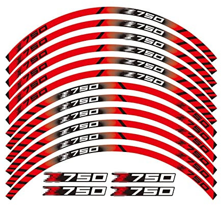YESKIT Adesivi Decorativi modificati Accessori Bordo del Cerchione del Motociclo Strisce Dell'emblema Adesivi Riflettenti per Ruote Decalcomanie per Kawasaki Z750 Z 750 (Color : Rosso)
