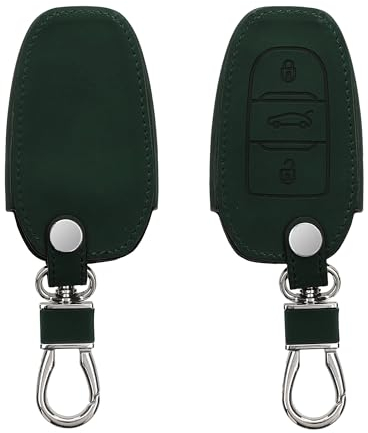 kwmobile Autoschlüssel Hülle kompatibel mit Peugeot Citroen 3-Tasten Smartkey Autoschlüssel (nur Keyless Go) - Nubuklederoptik - Kunstleder Schutzhülle Schlüsselhülle Cover - Dunkelgrün
