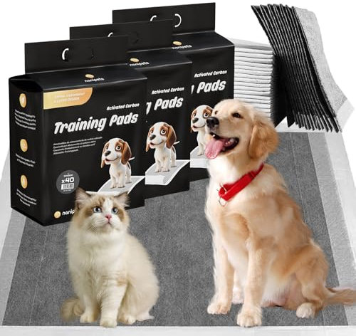 Nanipets® Trainingspad für Hunde Welpenunterlagen, Superabsorbierendes & Auslaufsichere Aktivkohle-Hunde-PIPI-Pads, 60 x 60 cm Extra Große Pet Pads, 120 Stück