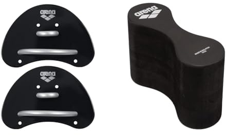 arena Finger Paddle Elite Handpaddel & Unisex-Adult FREEFLOW PULLBUOY II Trainings Ausrüstung, Black, Einheitsgröße