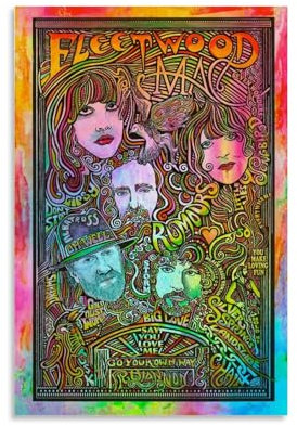 CTATOGE Fleetwood Poster Mac Sara Kenny, Leinwandbild, Wandkunst, Bild, Heimdekoration, Druck für Schlafzimmer, Wohnzimmer, 60 x 90 cm, ungerahmter Stil