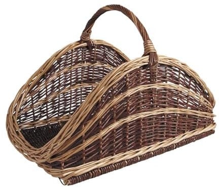 Panier à Bûches Arrondi en Osier Avec Poignée Sannover