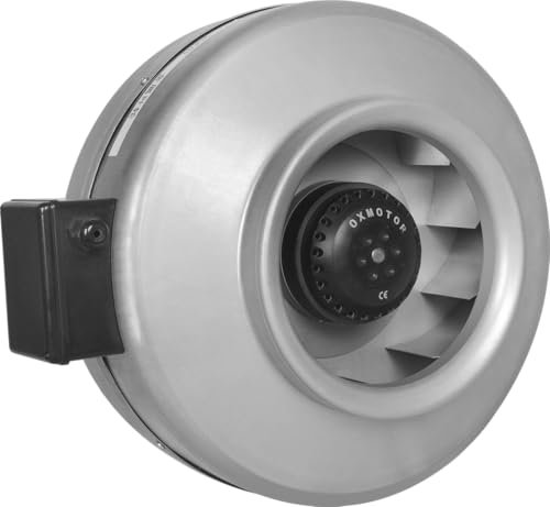 OXBERG Inline Duct Centrifugal Fan for HVAC Exhaust, Air Circulation, Hydroponics Grow Tents, Basements, Bathrooms, Kitchens Ventilation (200 mm / 8’’ -CM200)