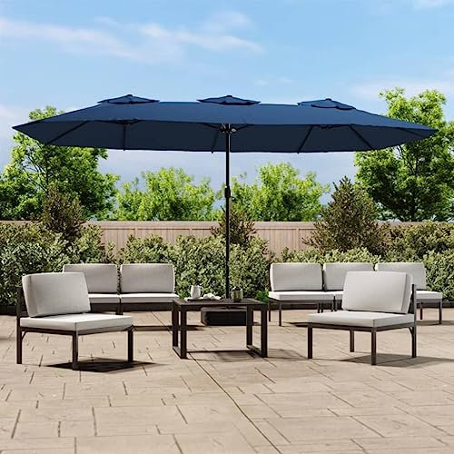 JUDYY Doppelsonnenschirm Azurblau 449x245 cm, Gartenliege, Liegestuhl, Sonnenstuhl, Sonneninsel Outdoor, Liegen, Gartenmöbel, Bäderliege, Relaxliege - 362960