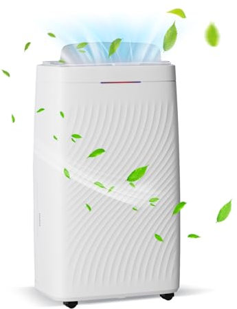Trongle 20L/day Low Energy Dehumidifier for Home, Large Dehumidifier for Drying Clothes and Damp, 24 Hour Timer Continuous Drainage Dehumidifier & Air purifier, 5.5L Tank Laundry Drying Dehumidifier