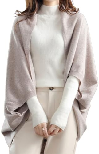 EEJBYTDI Schal aus Kaschmirimitat, warm, Doppelzweck, für Damen, Winter, Kunstwolle, weich, leicht, mit Ärmeln (Einheitsgröße, Hellkhaki)