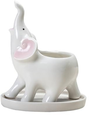 zaoalife Ceramic Elephant Succulent Planter, Indoor Animal Plant Pot, White Elephant Ceramic Flower Container, Succulent Planter Pots, Desktop Animal Ornaments