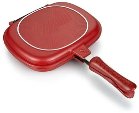 Diheohg Poêle à Frire Carrée Double Face, Plateaux à Omelettes Antiadhésifs pour la Cuisine, Sandwich de Camping Intérieur/Extérieur Facile à Utiliser 28 cm
