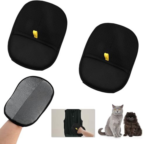 Gosknor 2 Stück Doppelseitige Fellpflege Handschuhe für Haustiere, Fellpflege Handschuhe für Hunde Baden Tierhaarentfernung Handschuhe zum Waschen und Enthaaren von Haustieren Fellpflege