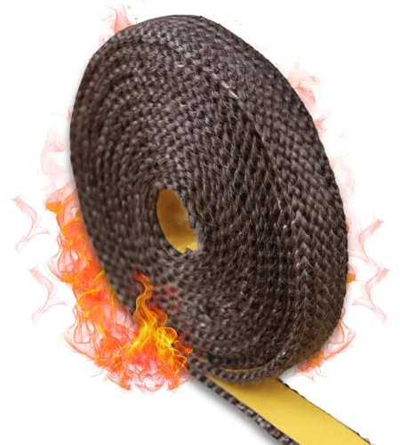 Haus-Held® Hitzebeständiges Glasfaser (15x3mm) - Dichtungsband selbstklebend I Kamin Dichtband – für Kamintür, Öfen, Rauchabzüge, Smoker – leicht zu montieren, langlebig – verschiedene Größen