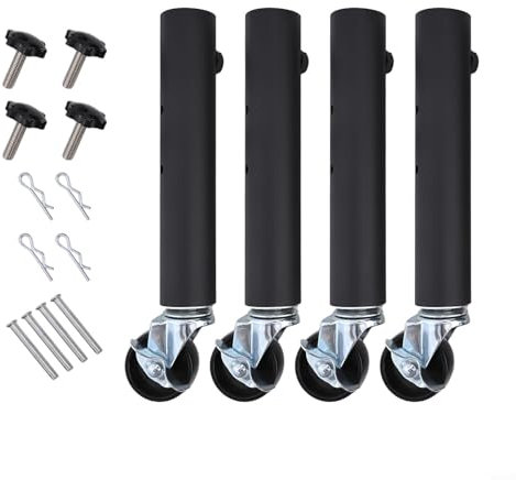 Allthingstore Tubular Gate Supporting Wheel, Adjustable Metal Table Leg Caster Extender with Spring and Screw Clamp for Sofa Table Chair(27cm)